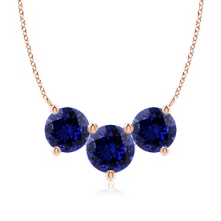 8mm Labgrown Lab-Grown Classic Trio Sapphire Necklace in Rose Gold