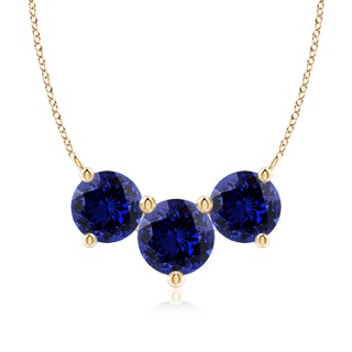 8mm Labgrown Lab-Grown Classic Trio Sapphire Necklace in Yellow Gold