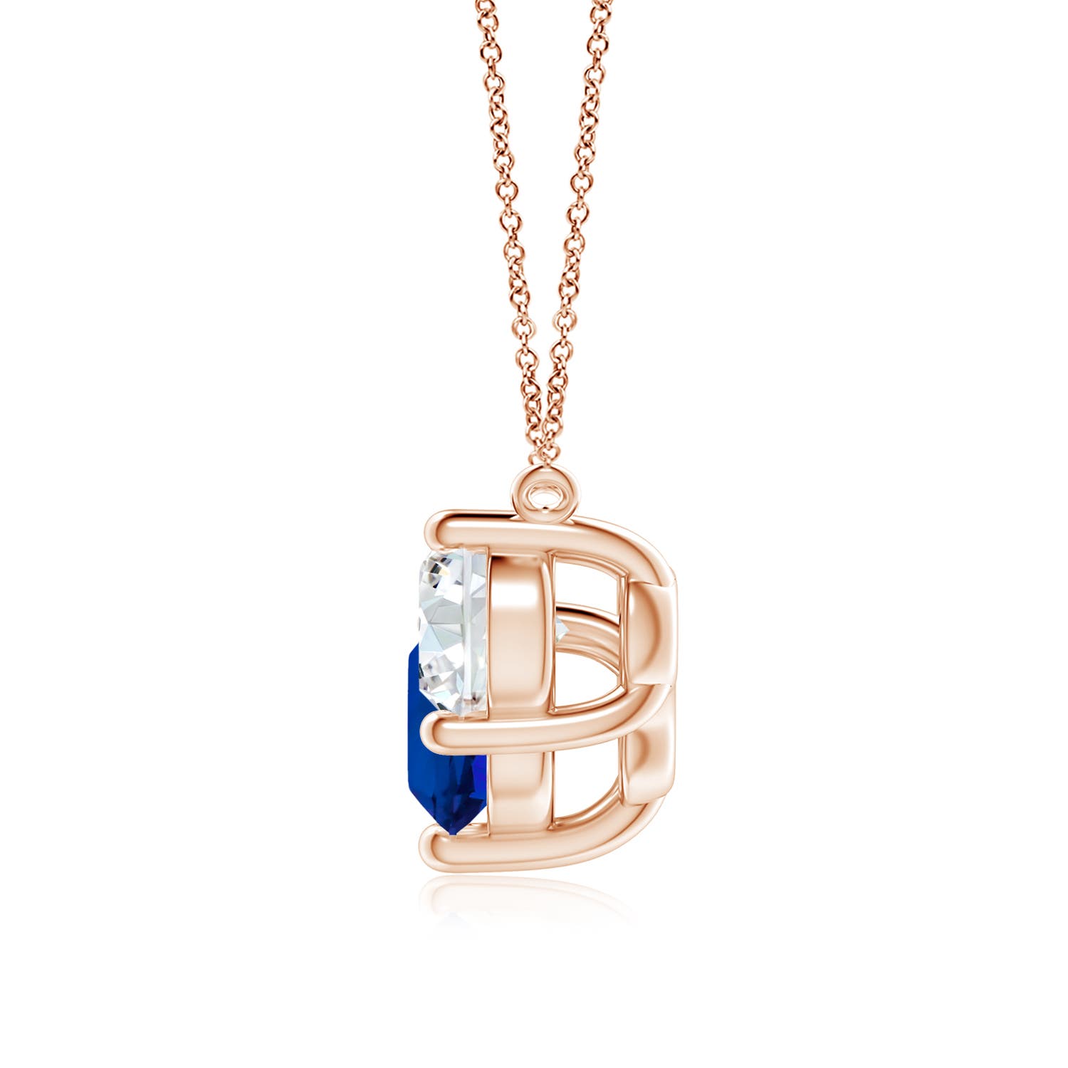 Premium - Lab-Grown Blue Sapphire / 4.7 CT / 14 KT Rose Gold