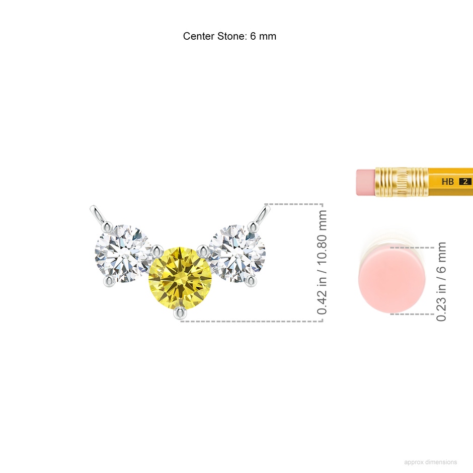 6mm Labgrown Classic Lab-Grown Fancy Intense Yellow and White Diamond Necklace in P950 Platinum ruler