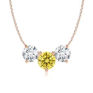 7mm Labgrown Classic Lab-Grown Fancy Intense Yellow and White Diamond Necklace in Rose Gold