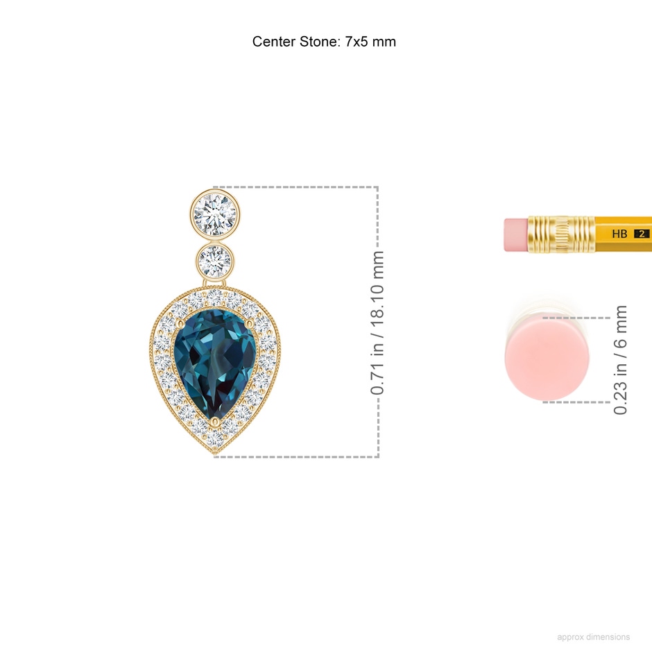 7x5mm Labgrown Inverted Pear Lab-Grown Alexandrite Necklace with Diamonds in Yellow Gold ruler