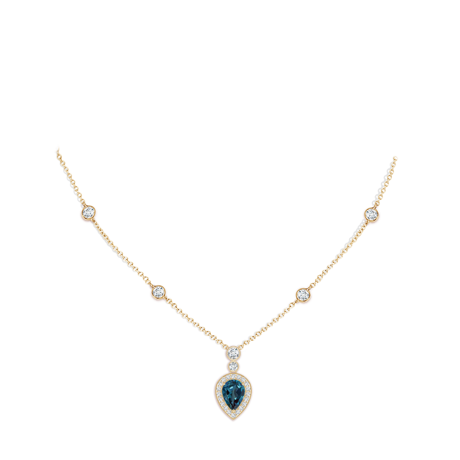 7x5mm Labgrown Inverted Pear Lab-Grown Alexandrite Necklace with Diamonds in Yellow Gold pen