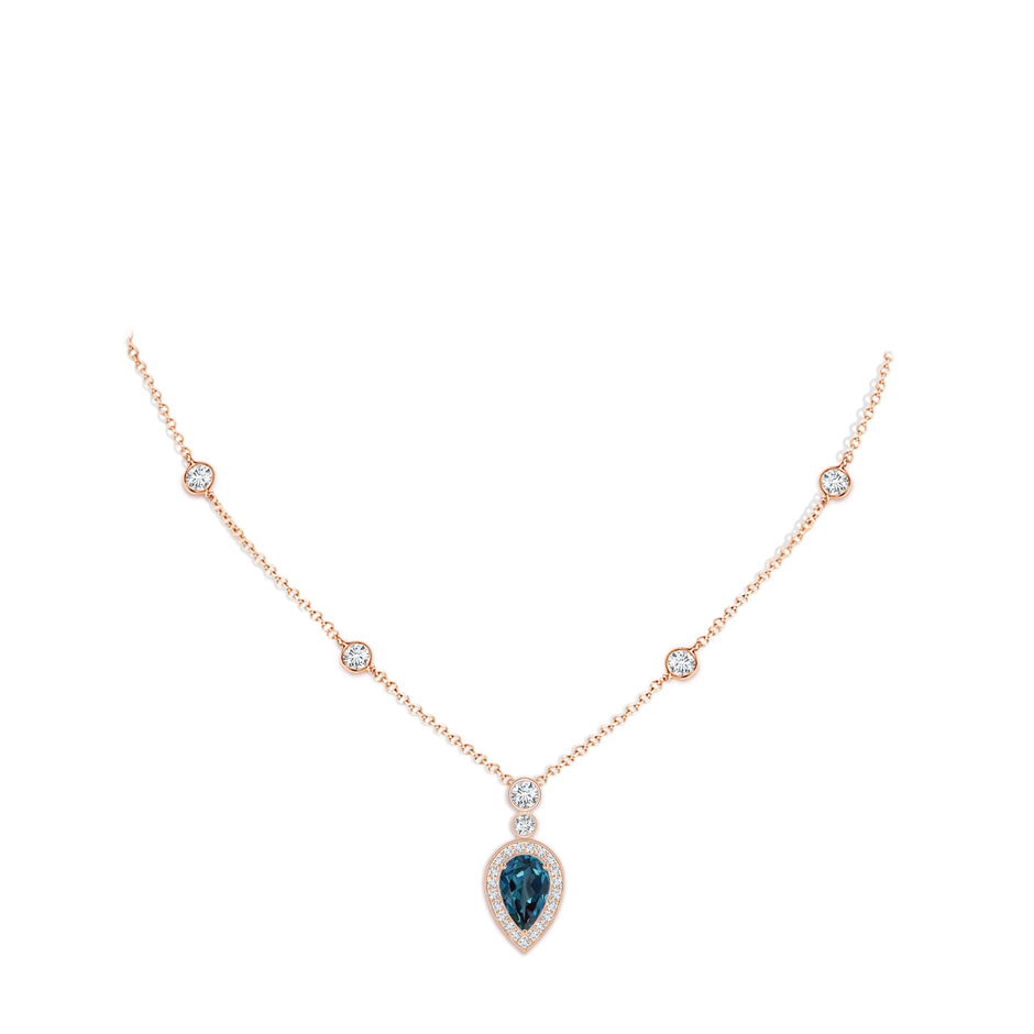 8x5mm Labgrown Inverted Pear Lab-Grown Alexandrite Necklace with Diamonds in Rose Gold pen