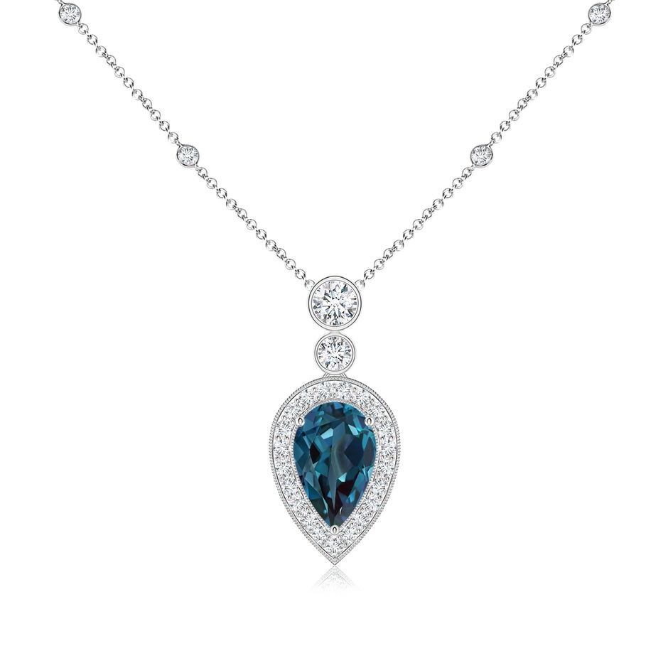 8x5mm Labgrown Inverted Pear Lab-Grown Alexandrite Necklace with Diamonds in White Gold 