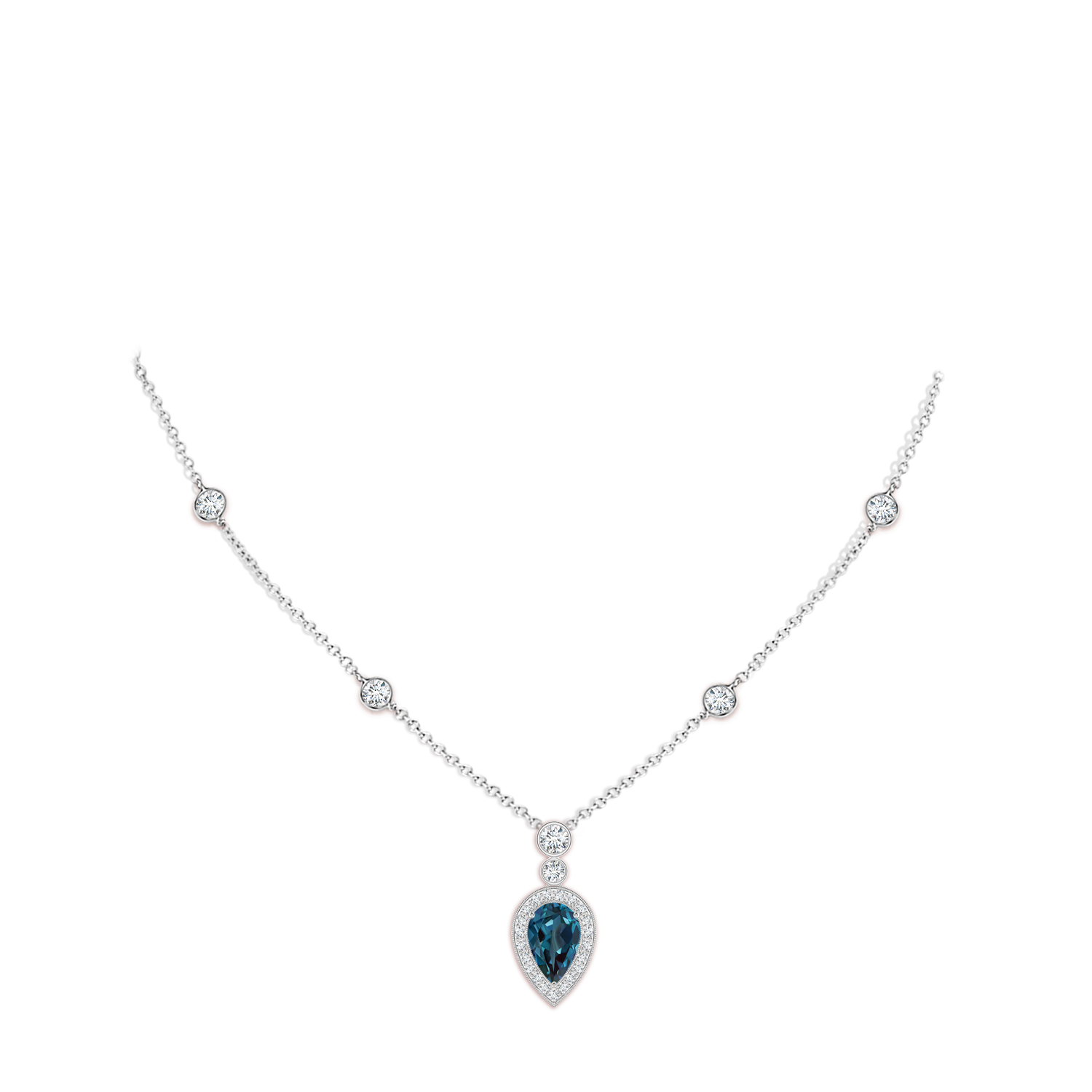 8x5mm Labgrown Inverted Pear Lab-Grown Alexandrite Necklace with Diamonds in White Gold - body_neck