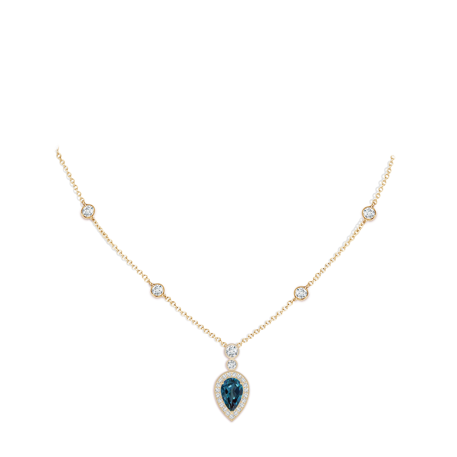 8x5mm Labgrown Inverted Pear Lab-Grown Alexandrite Necklace with Diamonds in Yellow Gold pen