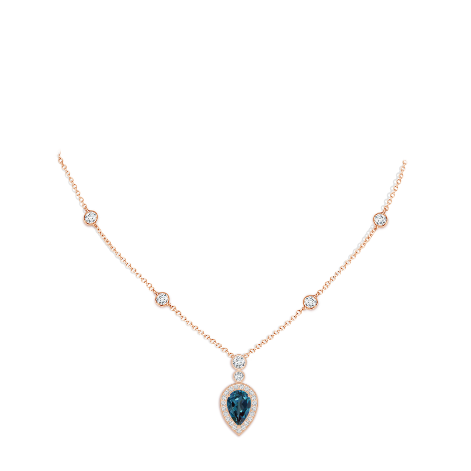 9x6mm Labgrown Inverted Pear Lab-Grown Alexandrite Necklace with Diamonds in Rose Gold pen