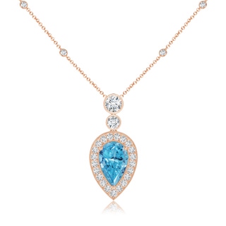 11x7mm Labgrown Inverted Pear Lab-Grown Fancy Intense Blue Diamond Necklace in 18K Rose Gold