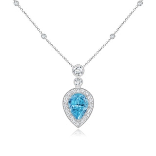 7x5mm Labgrown Inverted Pear Lab-Grown Fancy Intense Blue Diamond Necklace in White Gold