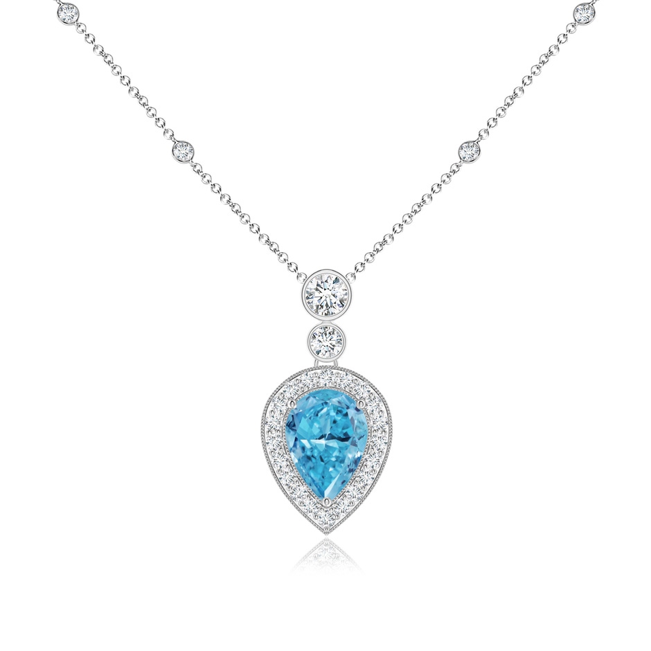 7x5mm Labgrown Inverted Pear Lab-Grown Fancy Intense Blue Diamond Necklace in White Gold 