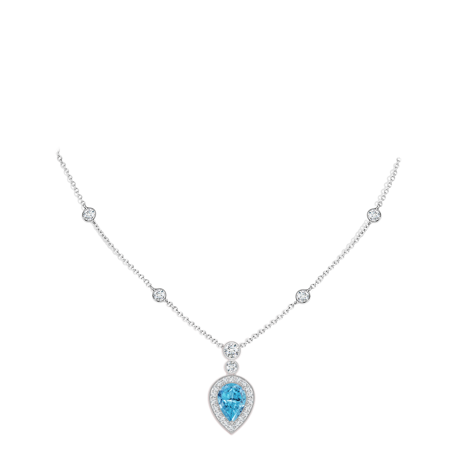 7x5mm Labgrown Inverted Pear Lab-Grown Fancy Intense Blue Diamond Necklace in White Gold pen