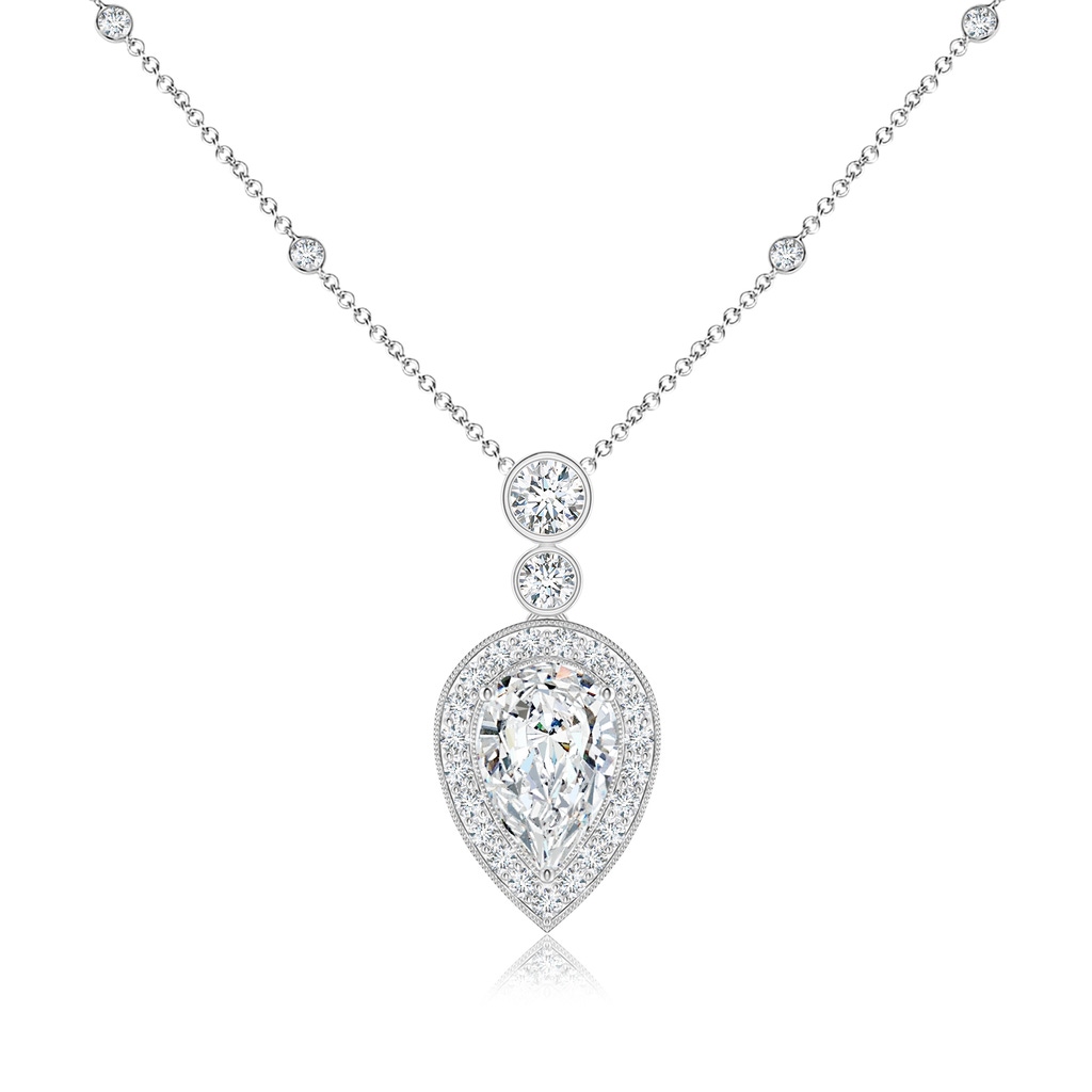 9x5.5mm FGVS Lab-Grown Inverted Pear Diamond Necklace in White Gold