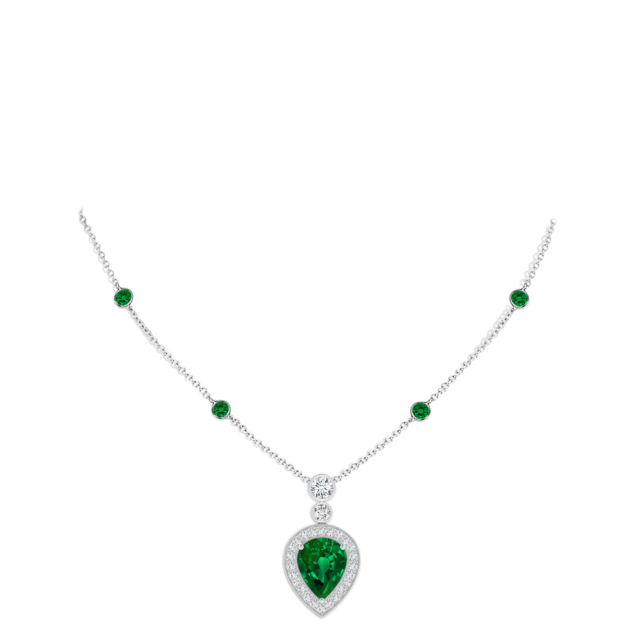 10x8mm Labgrown Lab-Grown Inverted Pear Emerald Necklace with Lab Diamonds in White Gold pen