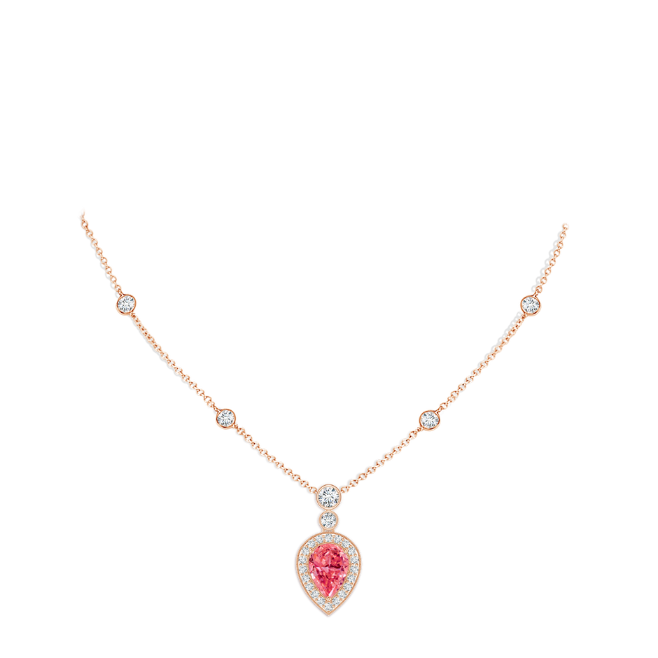 7x5mm Labgrown Inverted Pear Lab-Grown Fancy Intense Pink Diamond Necklace in Rose Gold pen
