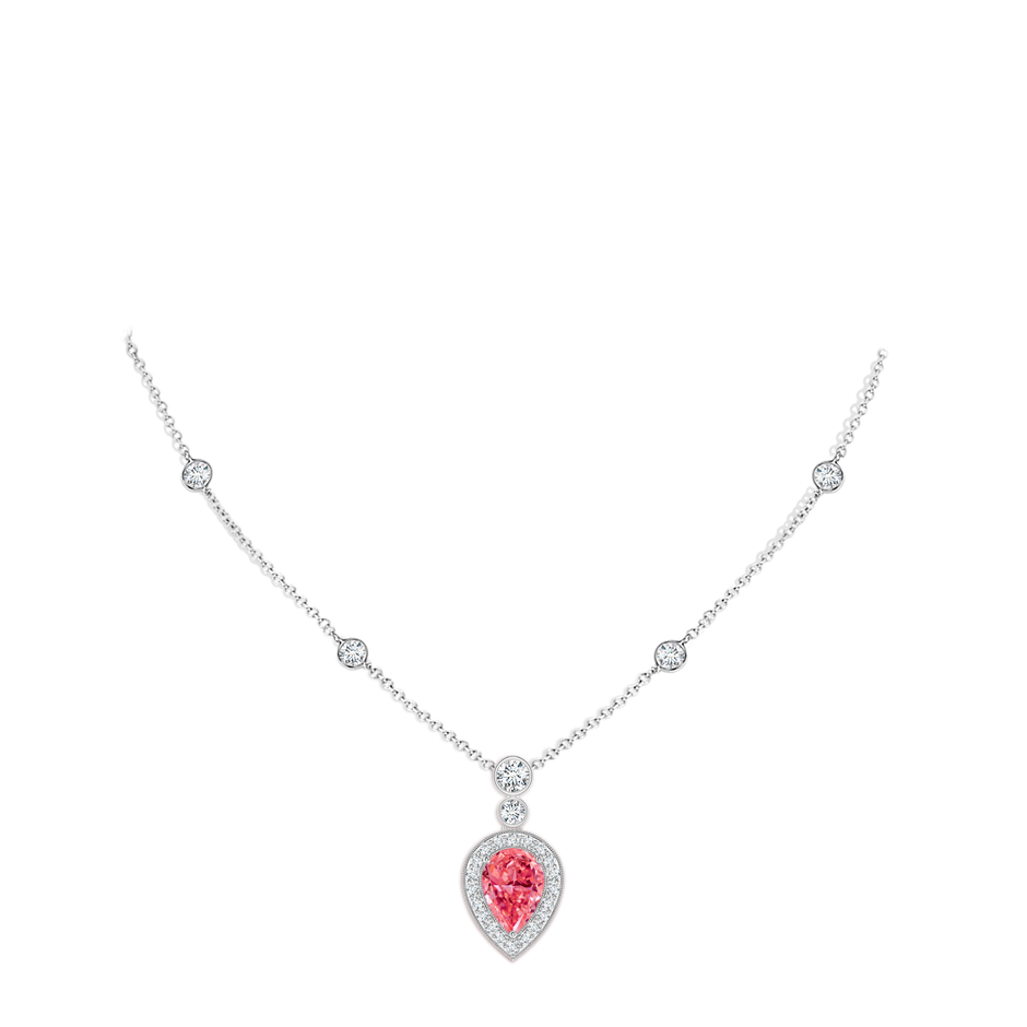 7x5mm Labgrown Inverted Pear Lab-Grown Fancy Intense Pink Diamond Necklace in White Gold pen