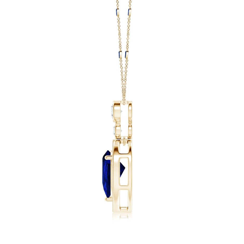 10x8mm Labgrown Lab-Grown Inverted Pear Blue Sapphire Necklace with Lab Diamonds in 9K Yellow Gold side 199