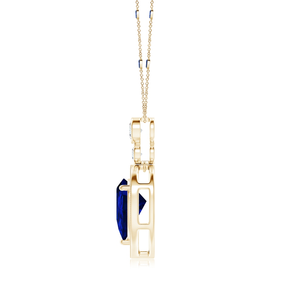 12x10mm Labgrown Lab-Grown Inverted Pear Blue Sapphire Necklace with Lab Diamonds in Yellow Gold side 199