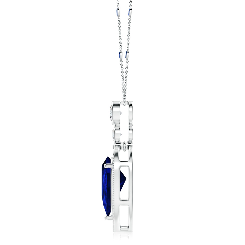 14x10mm Labgrown Lab-Grown Inverted Pear Blue Sapphire Necklace with Lab Diamonds in P950 Platinum side 199