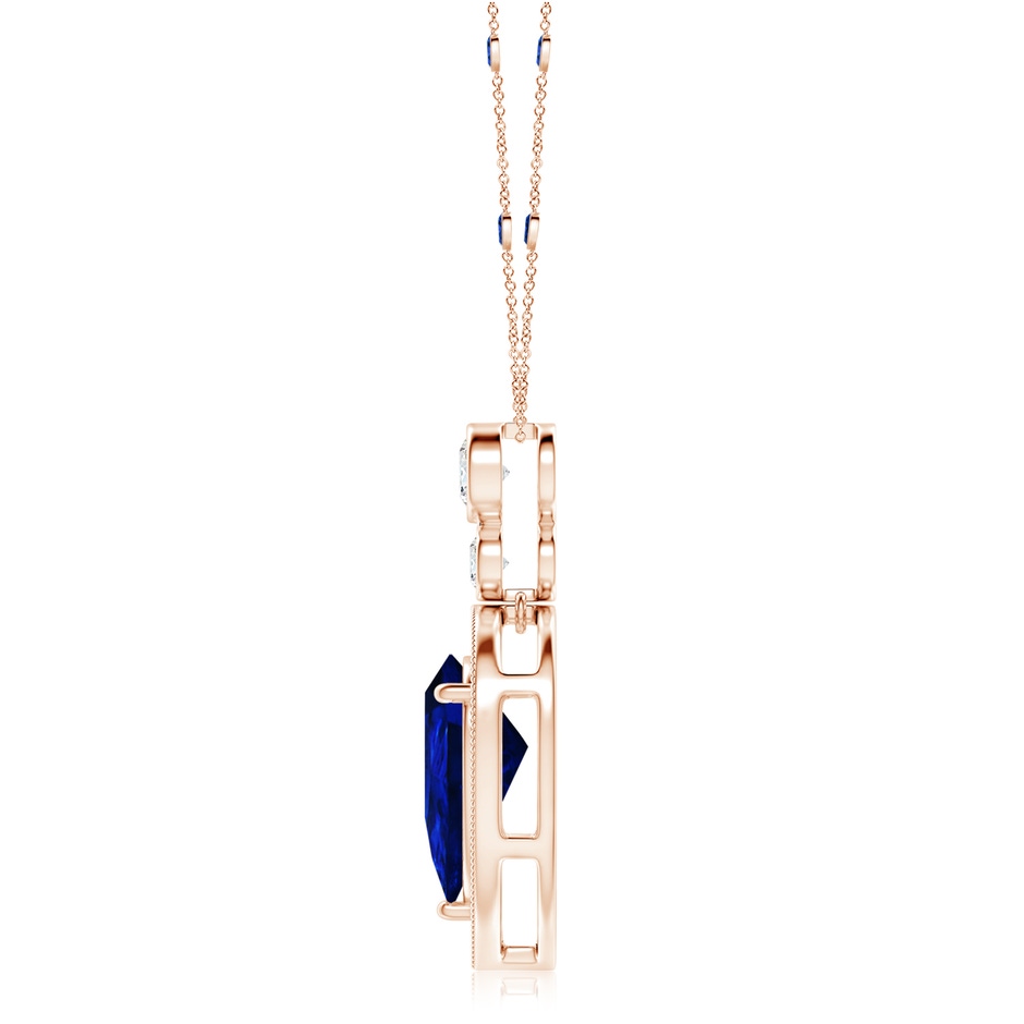 14x10mm Labgrown Lab-Grown Inverted Pear Blue Sapphire Necklace with Lab Diamonds in Rose Gold side 199