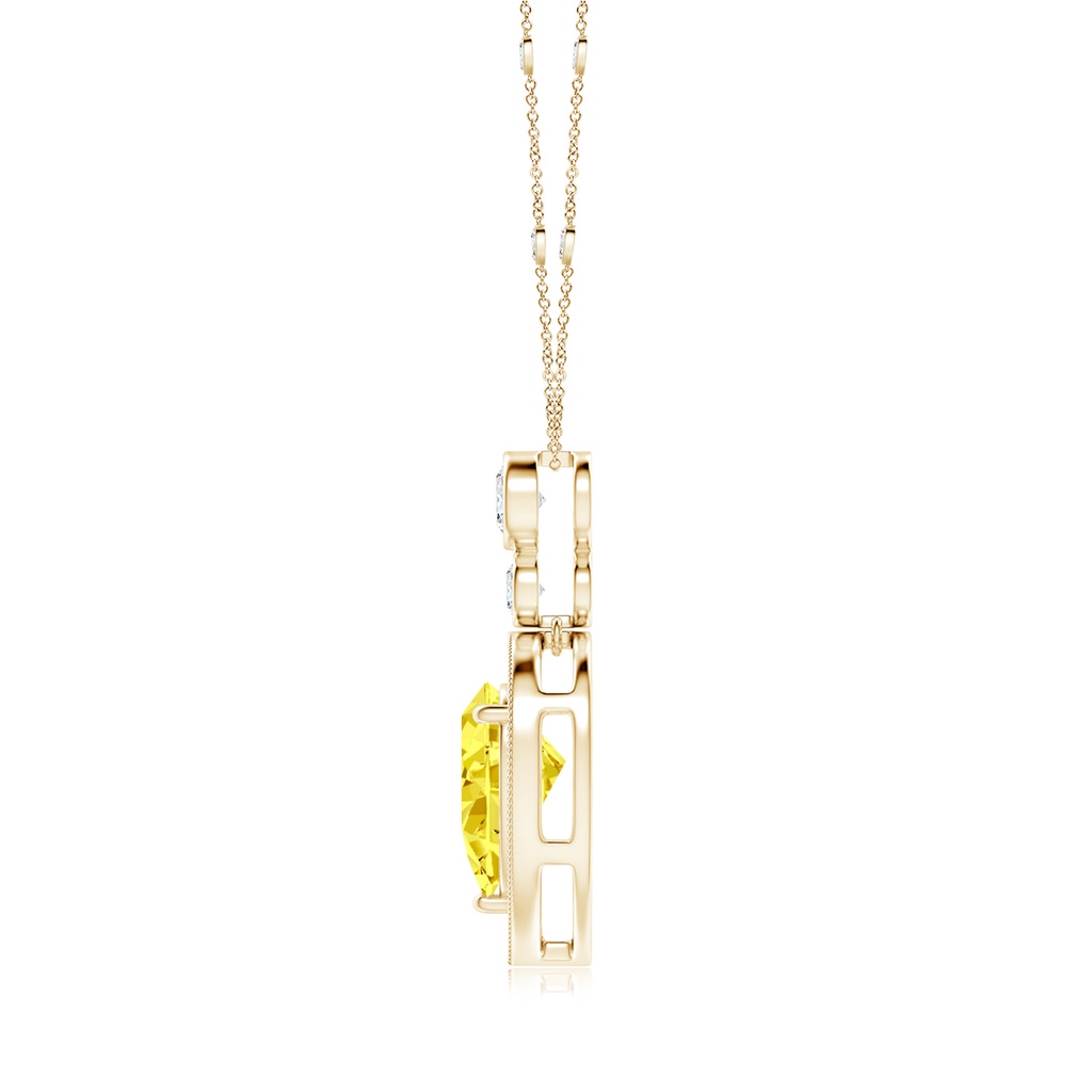 11x7mm Labgrown Inverted Pear Lab-Grown Fancy Intense Yellow Diamond Necklace in Yellow Gold - side 199
