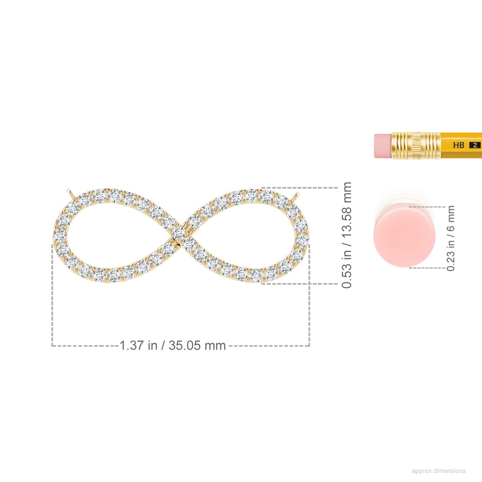 1.8mm FGVS Lab-Grown Diamond Infinity Pendant Necklace in 18K Yellow Gold ruler
