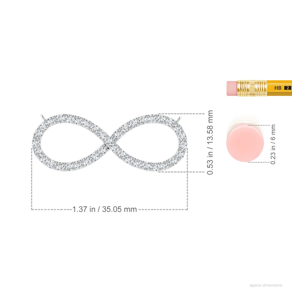 1.8mm FGVS Lab-Grown Diamond Infinity Pendant Necklace in White Gold ruler