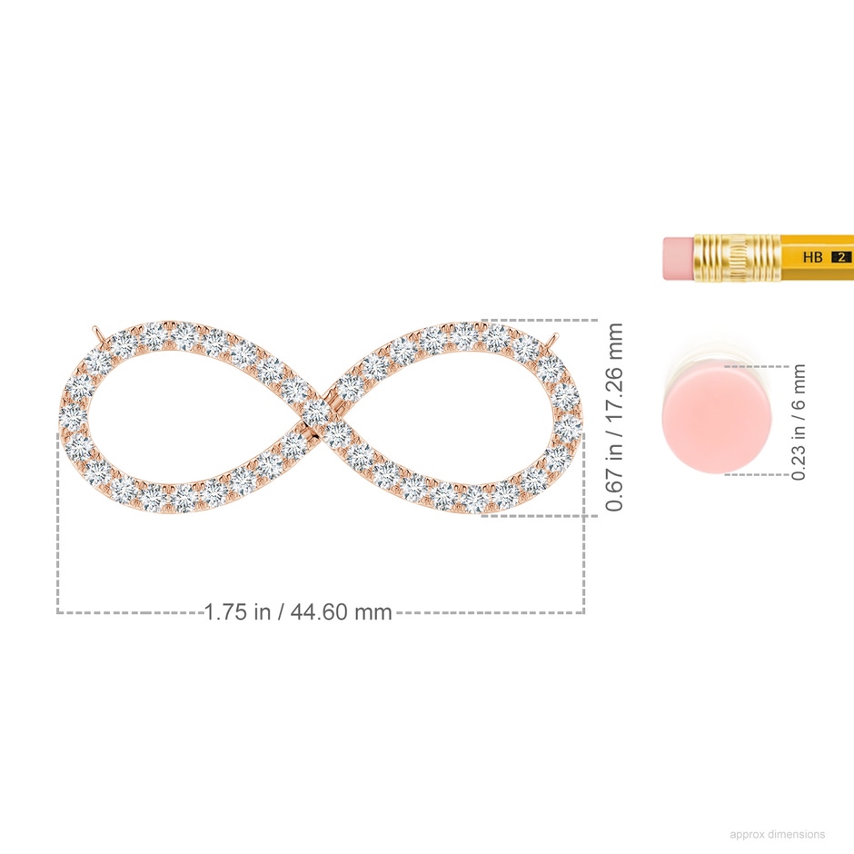 2.3mm FGVS Lab-Grown Diamond Infinity Pendant Necklace in 18K Rose Gold ruler