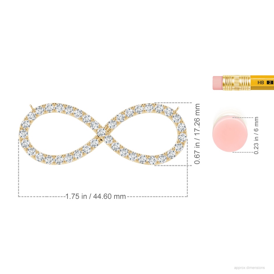 2.3mm FGVS Lab-Grown Diamond Infinity Pendant Necklace in 18K Yellow Gold ruler