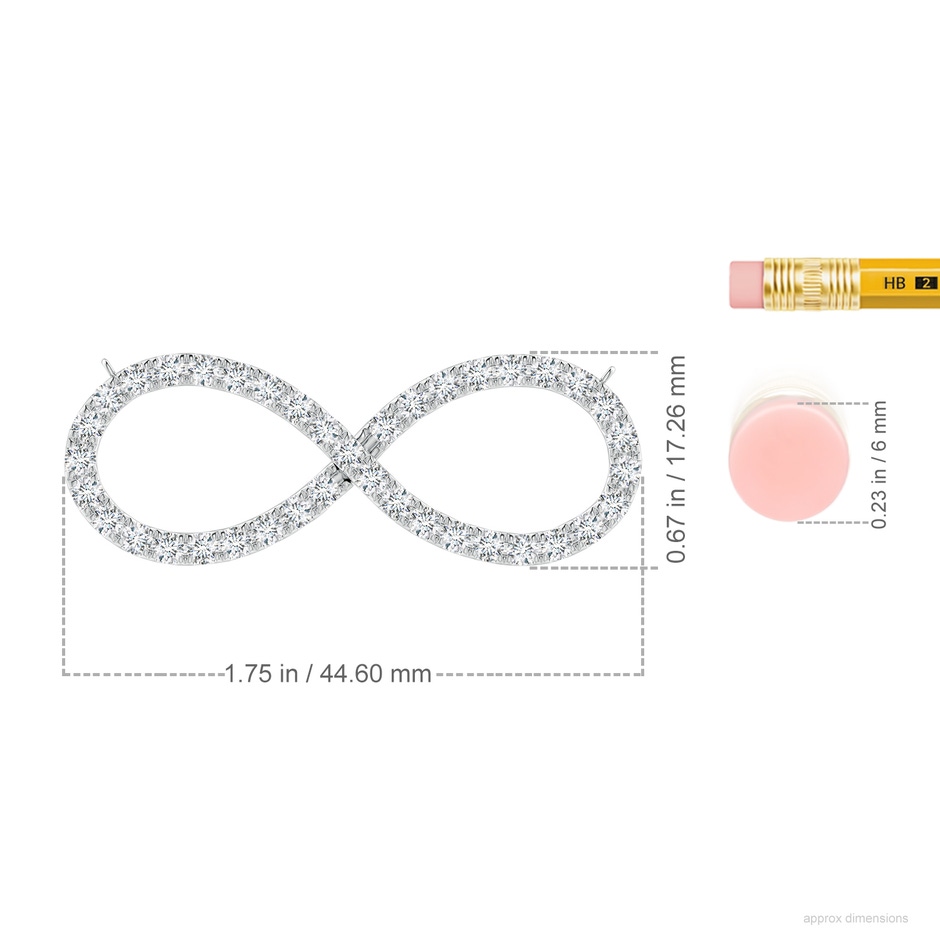 2.3mm FGVS Lab-Grown Diamond Infinity Pendant Necklace in P950 Platinum ruler