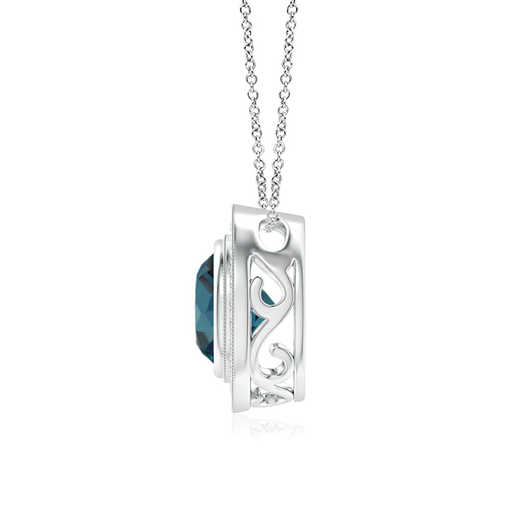 7mm Labgrown Bezel-Set Lab-Grown Alexandrite Pendant with Diamond Halo in White Gold - side 3