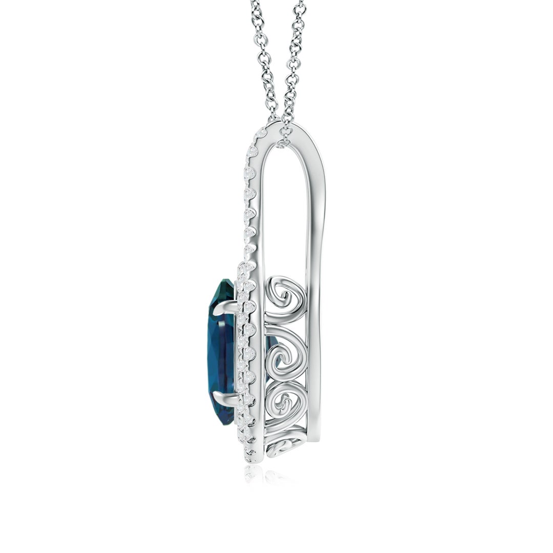 9x7mm Labgrown Oval Lab-Grown Alexandrite Double Halo Loop Pendant in White Gold - side 3