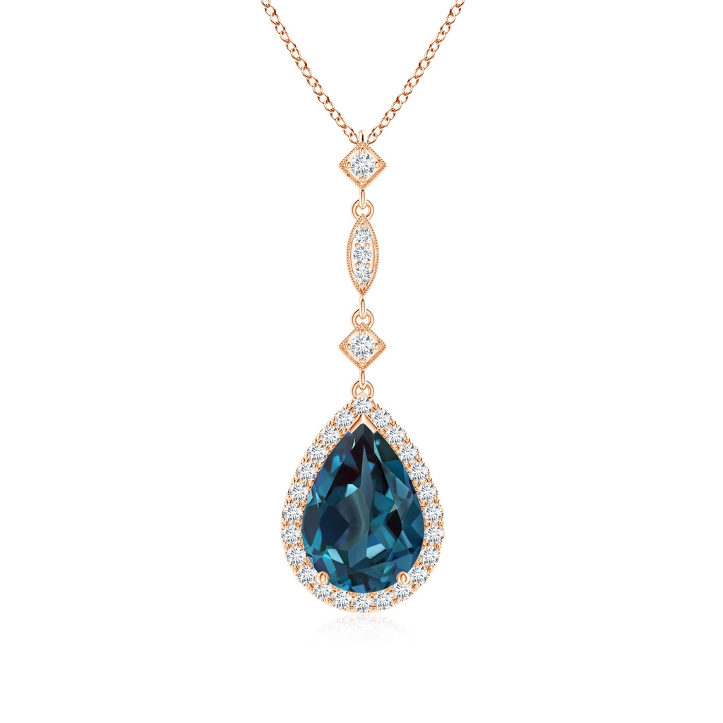 10x7mm Labgrown Lab-Grown Alexandrite Teardrop Pendant with Diamond Accents in Rose Gold