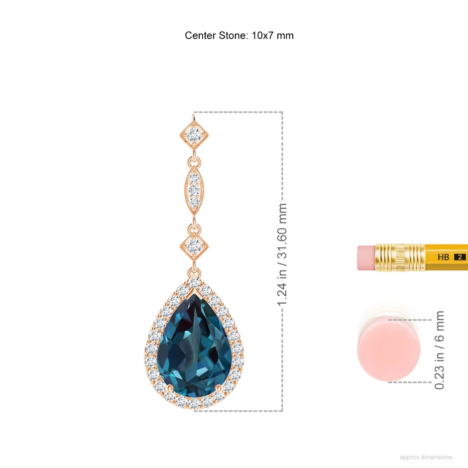 10x7mm Labgrown Lab-Grown Alexandrite Teardrop Pendant with Diamond Accents in Rose Gold ruler