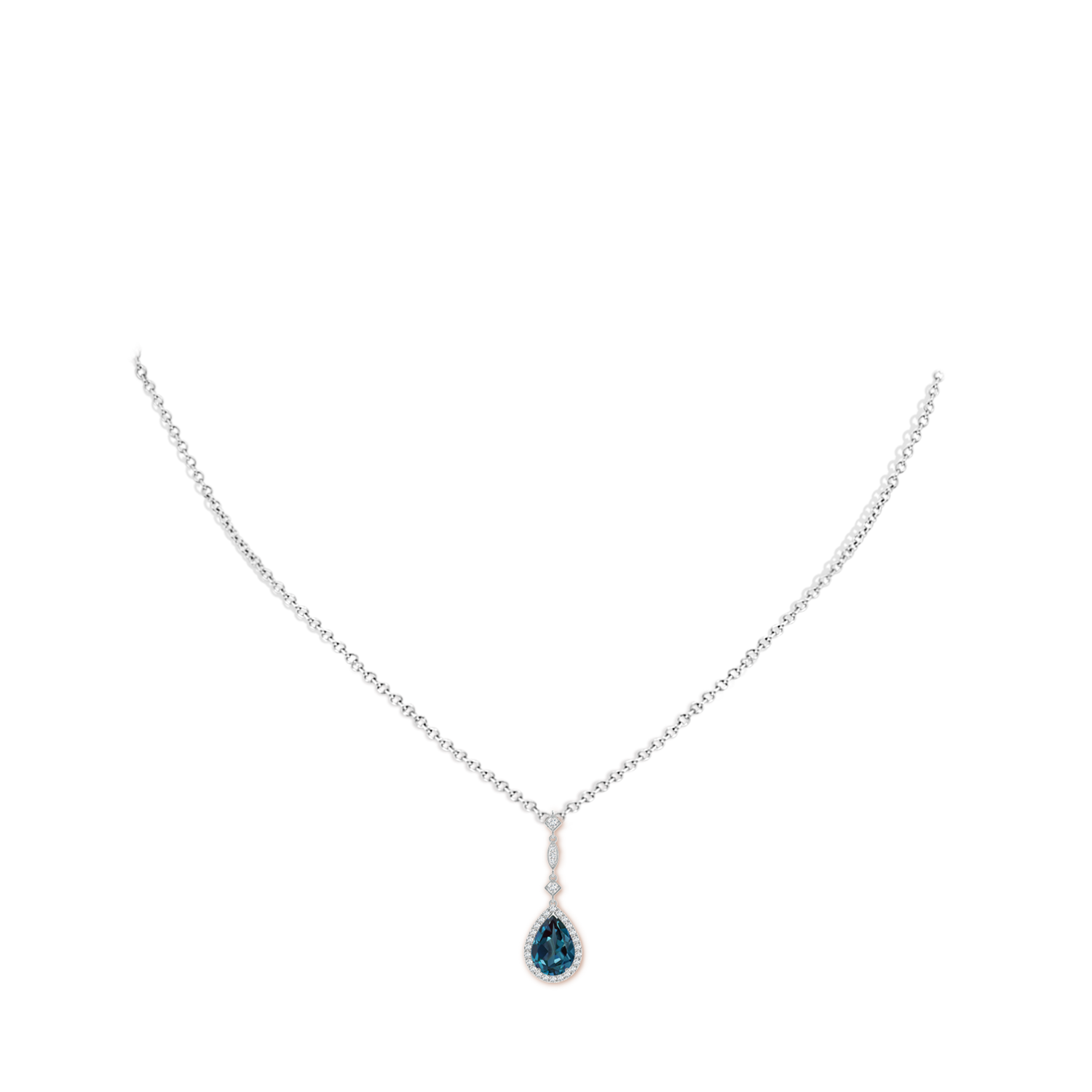 10x7mm Labgrown Lab-Grown Alexandrite Teardrop Pendant with Diamond Accents in White Gold - body_neck