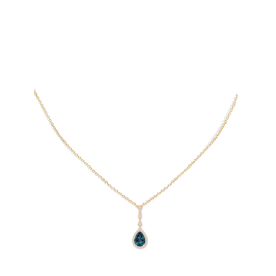 10x7mm Labgrown Lab-Grown Alexandrite Teardrop Pendant with Diamond Accents in Yellow Gold pen