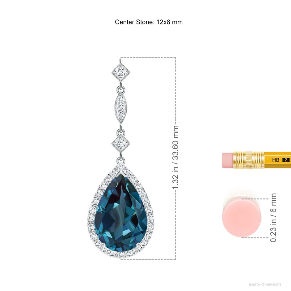12x8mm Labgrown Lab-Grown Alexandrite Teardrop Pendant with Diamond Accents in P950 Platinum ruler