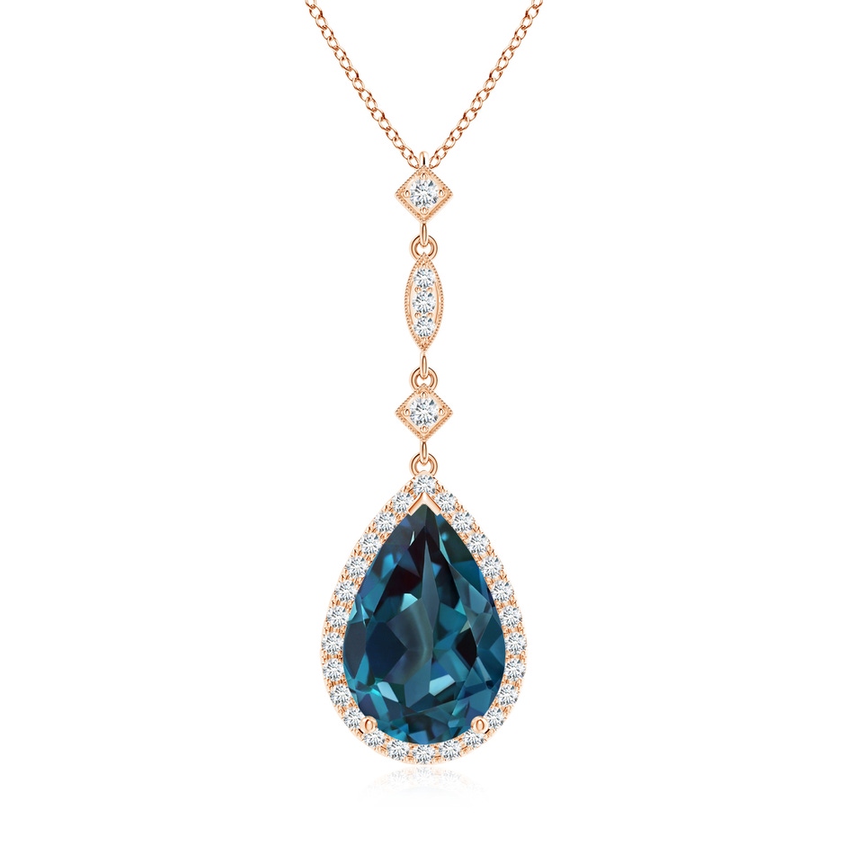 12x8mm Labgrown Lab-Grown Alexandrite Teardrop Pendant with Diamond Accents in Rose Gold 