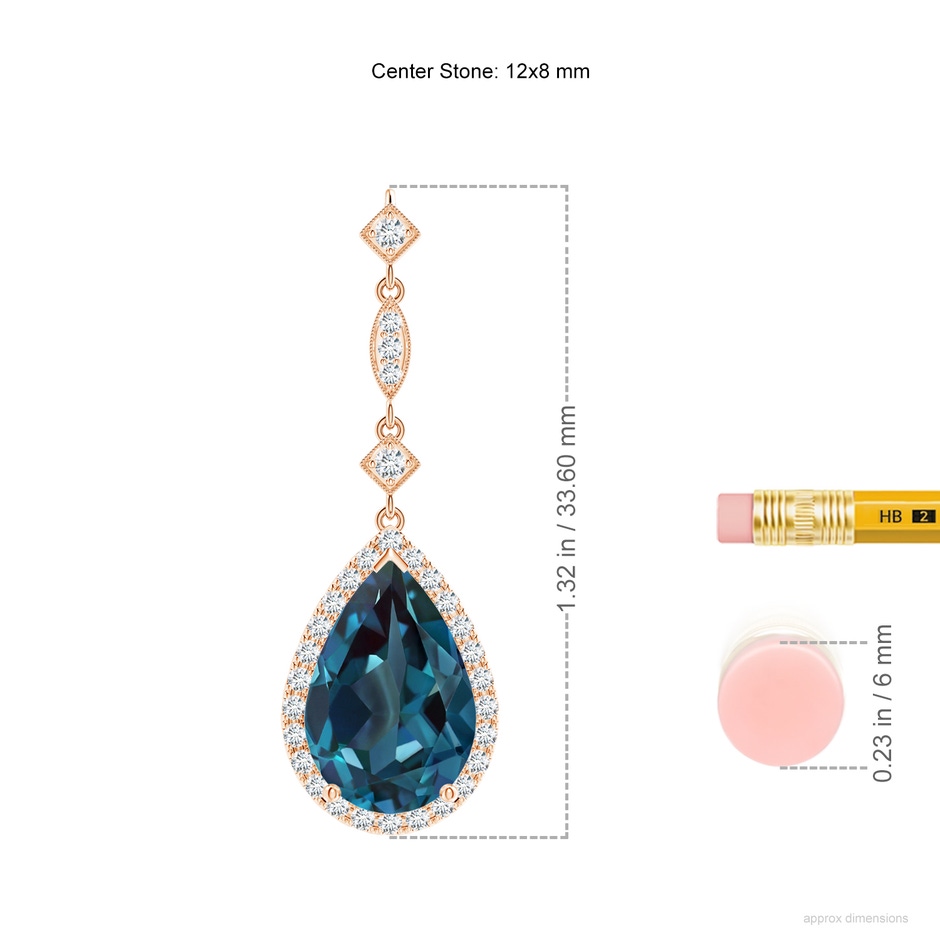 12x8mm Labgrown Lab-Grown Alexandrite Teardrop Pendant with Diamond Accents in Rose Gold ruler