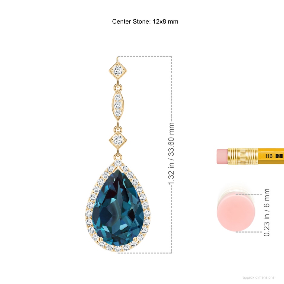 12x8mm Labgrown Lab-Grown Alexandrite Teardrop Pendant with Diamond Accents in Yellow Gold ruler