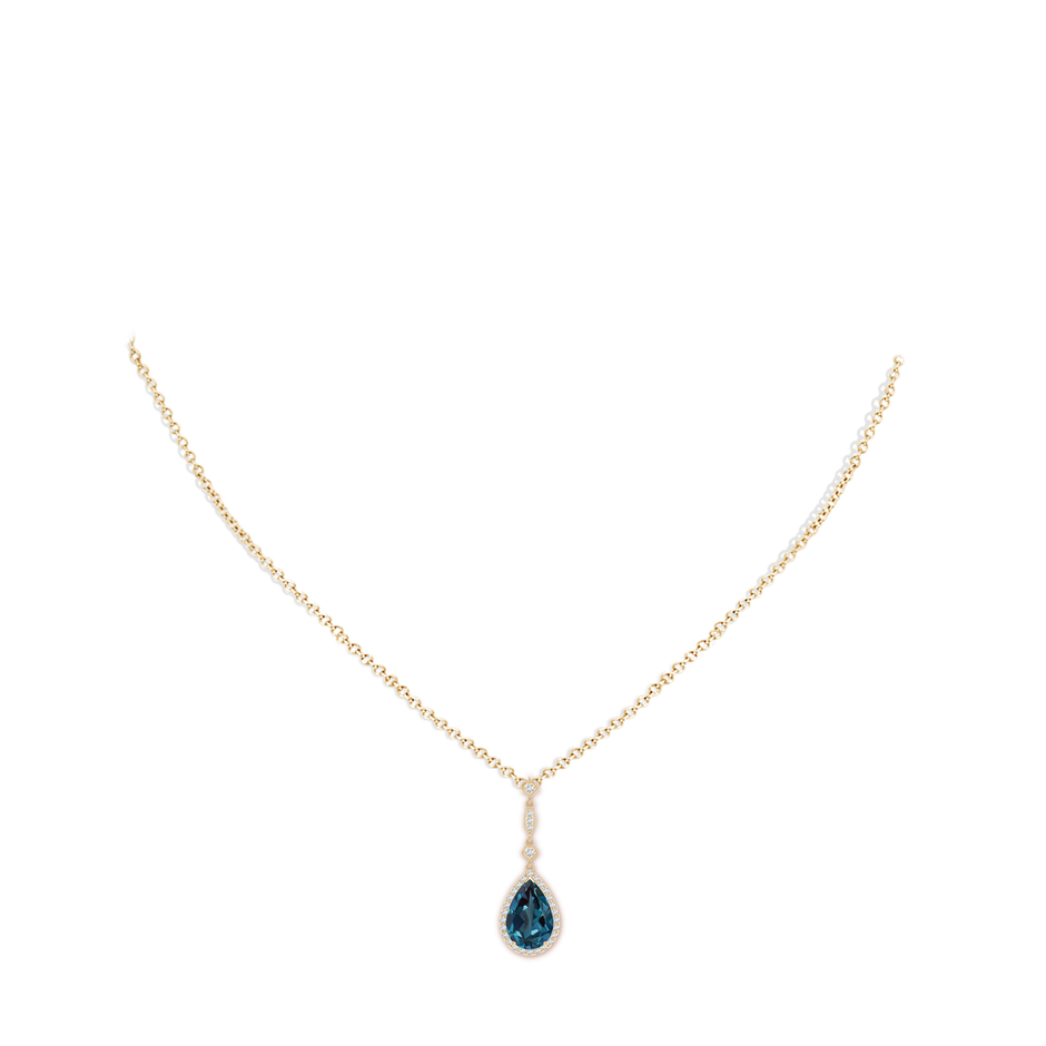 12x8mm Labgrown Lab-Grown Alexandrite Teardrop Pendant with Diamond Accents in Yellow Gold pen
