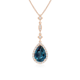 9x6mm Labgrown Lab-Grown Alexandrite Teardrop Pendant with Diamond Accents in 10K Rose Gold