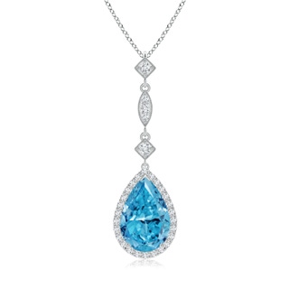 12x8mm Labgrown Lab-Grown Fancy Intense Blue Diamond Teardrop Pendant in P950 Platinum