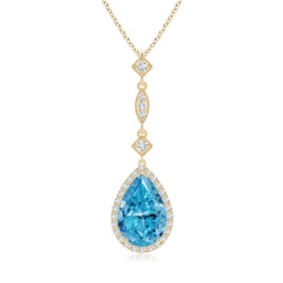 Dangle Yellow Gold Lab Grown Blue Diamond Necklaces & Pendants