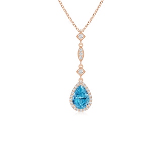 7x5mm Labgrown Lab-Grown Fancy Intense Blue Diamond Teardrop Pendant in 9K Rose Gold