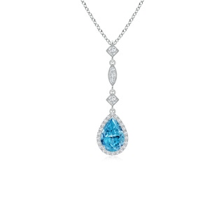 7x5mm Labgrown Lab-Grown Fancy Intense Blue Diamond Teardrop Pendant in P950 Platinum