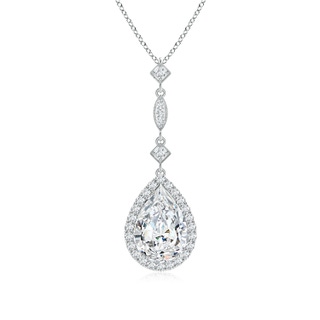 10x8mm FGVS Lab-Grown Diamond Teardrop Pendant with Diamond Accents in P950 Platinum