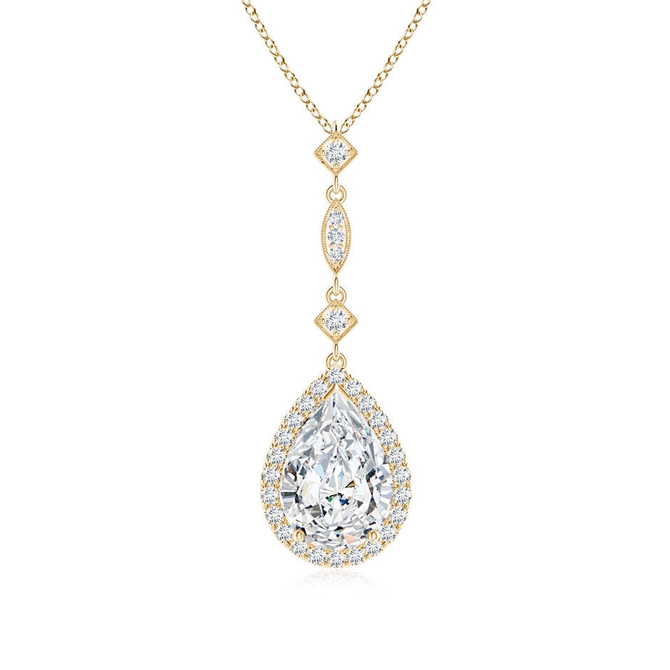 10x8mm FGVS Lab-Grown Diamond Teardrop Pendant with Diamond Accents in Yellow Gold 