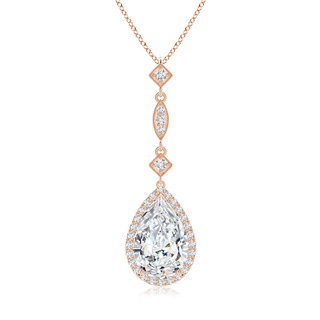 12x8mm FGVS Lab-Grown Diamond Teardrop Pendant with Diamond Accents in Rose Gold