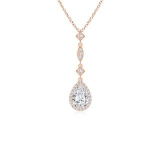 7x5mm FGVS Lab-Grown Diamond Teardrop Pendant with Diamond Accents in 9K Rose Gold